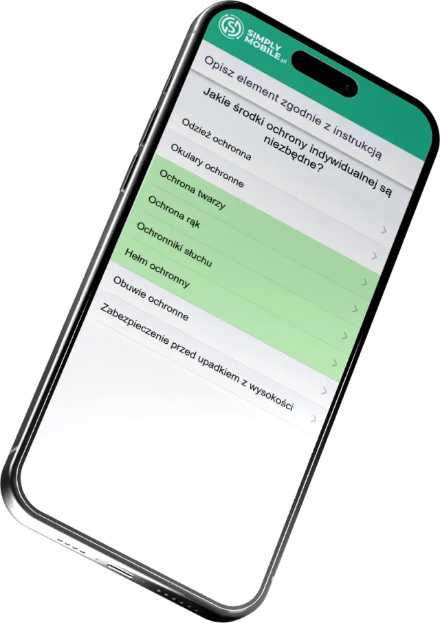 Simply Mobile – moduł pozwolenia pracy – widok aplikacji